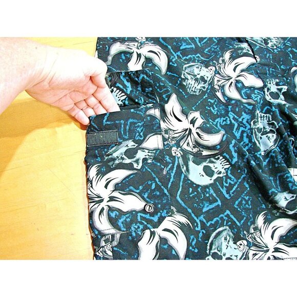 Mens Sideout Floral and Skulls Drawstring Hybrid Board Shorts Swim Trunks Sz 36 - Picture 8 of 12